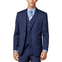 Alfani Mens Traveler Woven Notch Lapel Two-Button Suit Jacket, Blue, 38