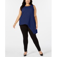 Alfani Plus Size Asymmetrical Tank Top, Dark Blue, 2X