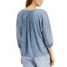  Women’s Sequined Ruched Neck Top, Blue, Medium