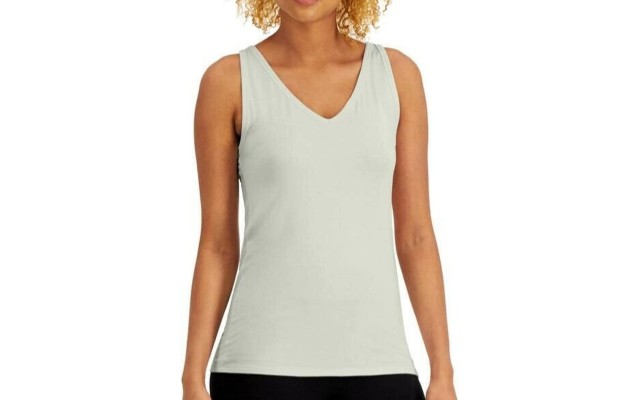  Womens Ultra Soft Modal V-Neck Tank Top, Grey Ice, X-Small