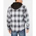  Men’s Plaid Hooded Shirt Jackets, Black/White, Medium