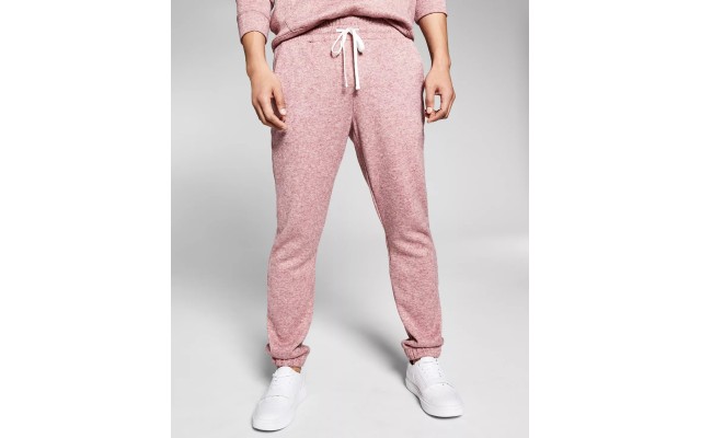  Men’s Cozy Regular-Fit Fleece Joggers, Burgundy, X-Large