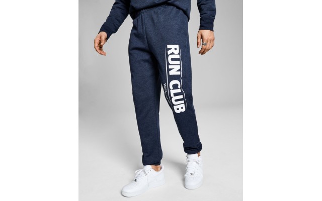  Mens Run Club Fleece Sweatpants, Large, Navy