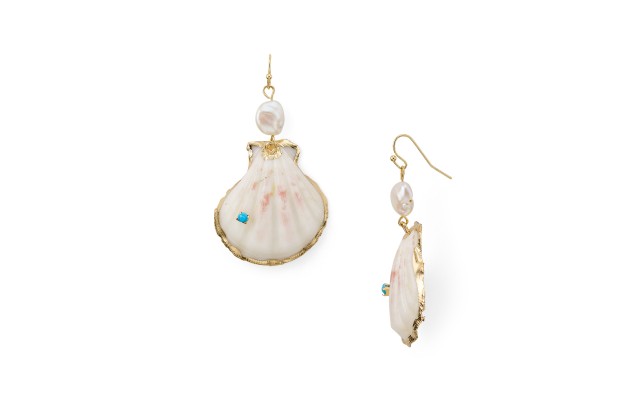  Half Shell & Cultured Freshwater Pearl Drop Earrings