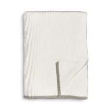 Aqua Ribbed Knit Throw, Beige, 60″L x 80″W