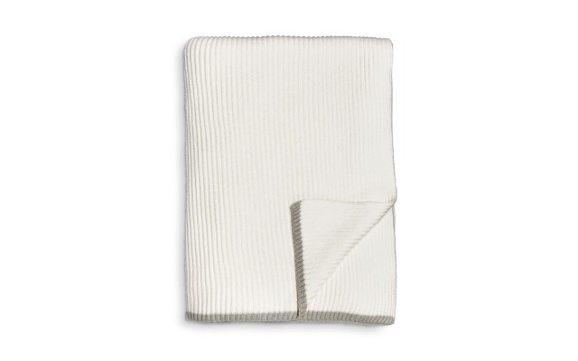  Ribbed Knit Throw, Beige, 60″L x 80″W