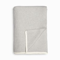 Aqua Ribbed Knit Throw, Gray, 60″L x 80″W