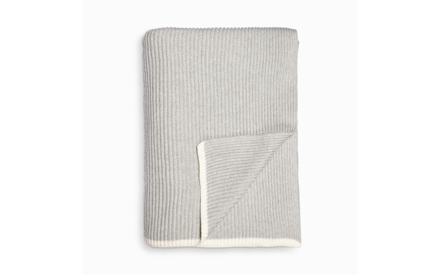  Ribbed Knit Throw, Gray, 60″L x 80″W