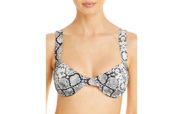 Snake Print Underwire Bikini Top, Black/Cream, Black/Cream, X-Small