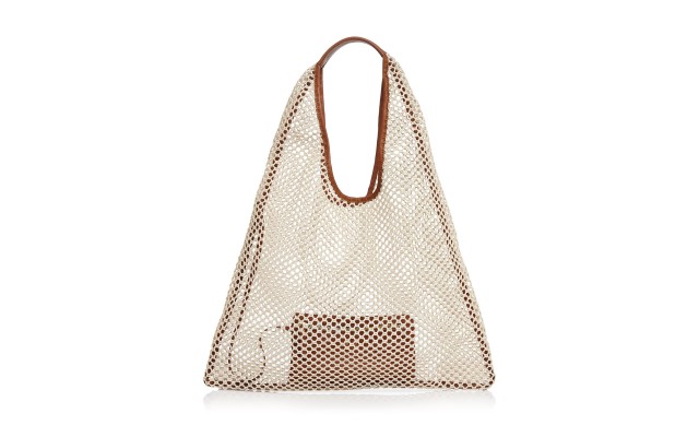  Large Net Hobo Handbag, Beige