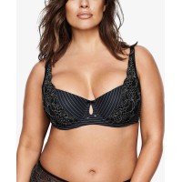 Ashley Graham Women's Plus Size Lingerie Diva Lace-Trim Bras, Black, 38D