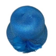 August Hats Feather Flower & Netting Cloche, Blue