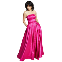 B. Darlin Juniors’ Strapless Stretch Taffeta Ball Gown Dress, Pink, 9/10