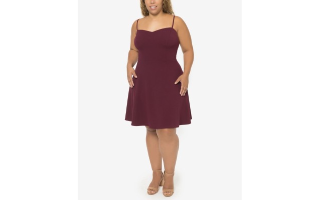 B Darlin Plus Trendy Strappy-Back Dress (Wine, 18W)