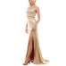 B Darlin Women’s Mesh-Detail 2-Pc. Satin Gown Dress, Gold, 17/18