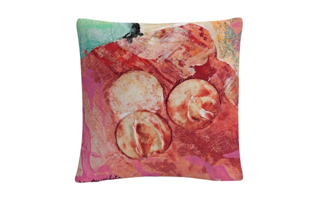 Pat Saunders-White 3 Circles Abstract Red Industrial Decorative Pillow, 16″ x 16″, Red