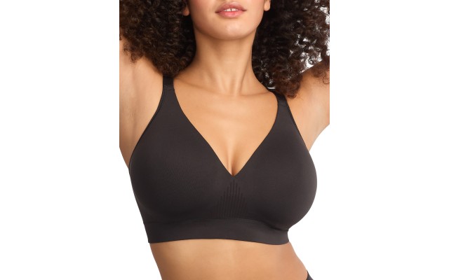  Womens Comfort Revolution Seamless Wire-Free Bra Style-DF3380, Black, Large