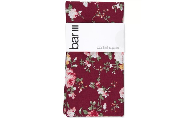  Men’s Fortune Floral Pocket Square, Red