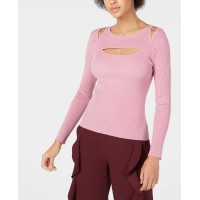 Bar III Women’s Cutout Ribbed Sweaters, Pink, Large