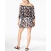  Women’s Off-The-Shoulder Dress Cover-Ups Swimwear, Black/White, Large