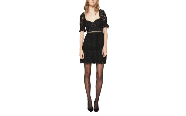  Women’s Charlotte Lace A-Line Dress, Black, 10