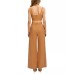  Women’s Linen Zip-Back Sleeveless Corset Bustier Top, Camel, 10