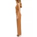  Women’s Linen Zip-Back Sleeveless Corset Bustier Top, Camel, 10