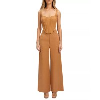 Bardot Women’s Linen Zip-Back Sleeveless Corset Bustier Top, Camel, 10