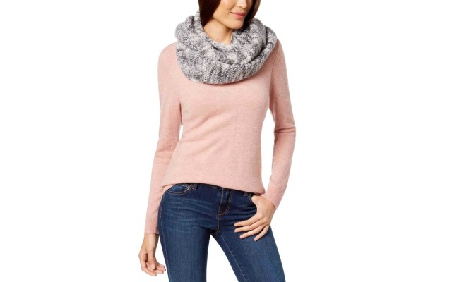  Women’s Space-Dyed Loop Scarves, Black/White