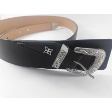 BCBGeneration Womens Western Buckle Faux Leather Belt, Black, XL