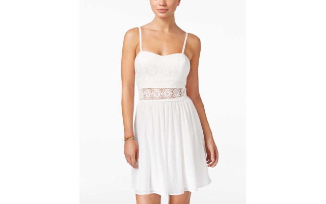  Juniors Lace Illusion Waist F White Size 9