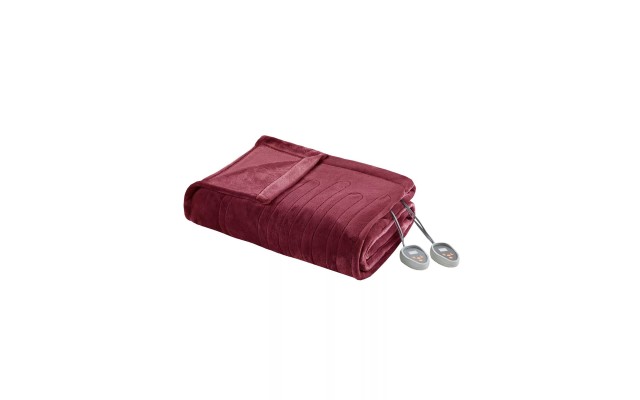  Sapphire Polyester Electric Blankets, Red, Full