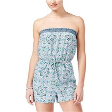 BeBop Womens Smocked Strapless Romper Jumpsuits