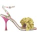  Women’s Elmira Ruffled Floral Heel Sandals, White Multi, 5M