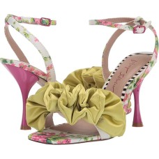 Betsey Johnson Women’s Elmira Ruffled Floral Heel Sandals, White Multi, 5M