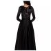 Betsy & Adam Womens Plus Size Satin-Skirt Ball Gown Dress, Black, 14W