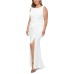 Betsy & Adam Women’s Plus Size Bow-Detail Gown Dress, White, 20W