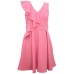 Big Girls Sleeveless Scuba Skater Dress with Side Ruffle, 7, Pink