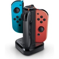 Bionik Tetra Power – Nintendo Switch Joy Con Charging Dock (4 Controllers) with Built-In Cable Adjustment System and LED Charge Status Indicators