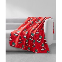 Birch Trail Holiday Printed Fleece Throw, 50″ x 60″, Red