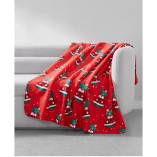 Birch Trail Holiday Printed Fleece Throw, 50″ x 60″, Red