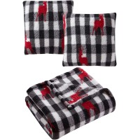 Birch Trail Holiday Prints 3 Pack Decorative Pillows 16 X 16; Throws, Black, 16 X 16