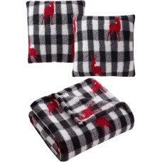 Birch Trail Holiday Prints 3 Pack Decorative Pillows 16 X 16; Throws