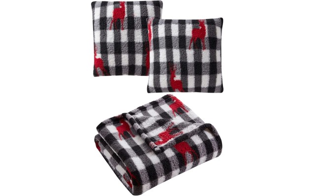  Holiday Prints 3 Pack Decorative Pillows 16 X 16; Throws, Black, 16 X 16