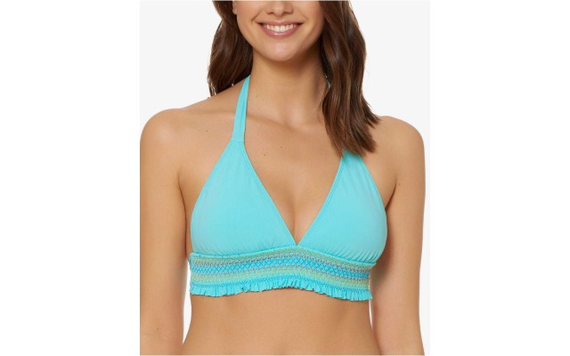 Bleu by Rod Beattie Women's Stitch-Trim Halter Top Swimsuits, Turquoise, 4