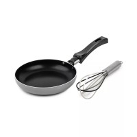 Brooklyn Steel Co. Mini Round Fry Pan & Silicone Whisk 2-Pc. Set, Gray