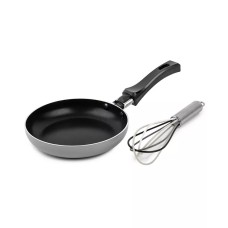 Brooklyn Steel Co. Mini Round Fry Pan & Silicone Whisk 2-Pc. Set, Gray