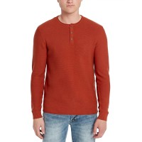 Buffalo David Bitton Men’s Wamill Long Sleeve Henley Sweater, Red Ochre, XX-Large