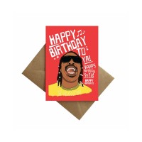 By Ms James Stevie Birthday Card, Red, 5″x7″