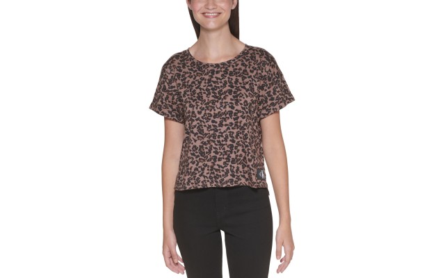  Jeans Printed High-Low T-Shirt, Brown, Medium